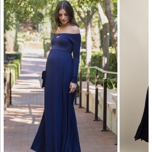 Off the shoulder navy maxi dress - Small